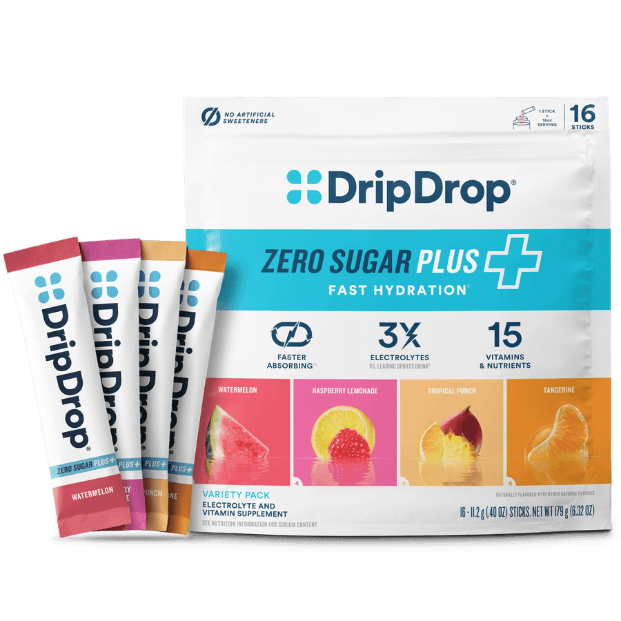 DripDrop Zero Sugar Plus 16oz electrolyte sticks